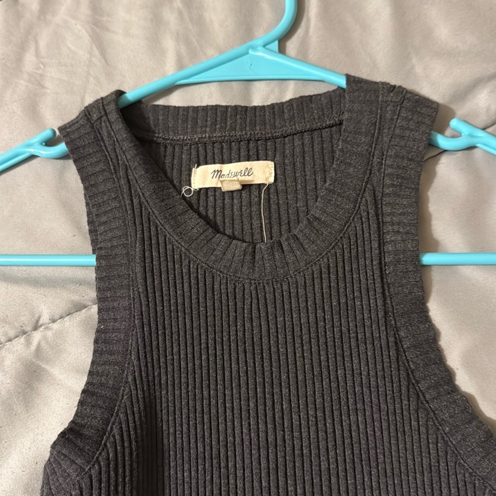 Madewell Grey Ribbed Midi Dress Size XXS NWOT
